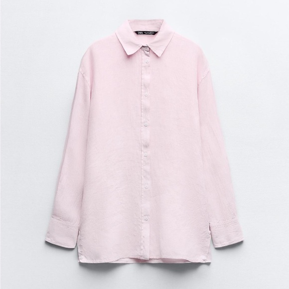 Zara 100% linen - light pink XS button up - Picture 3 of 6